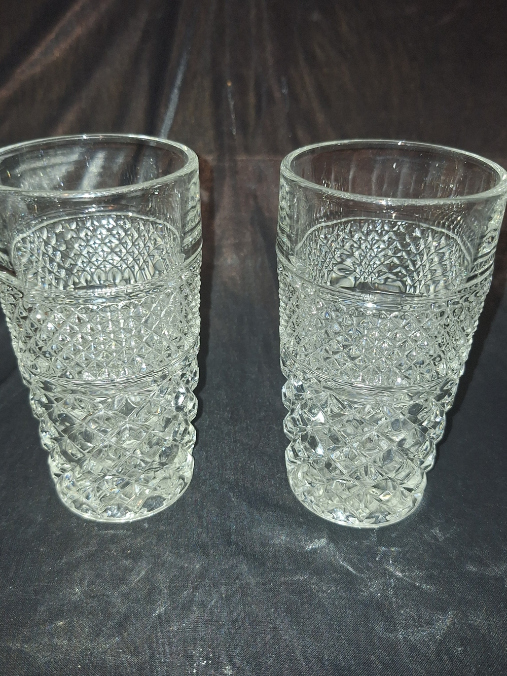 Anchor Hocking Clear Pressed Glass Diamond Wexford-Pattern Tumblers - Set of 2